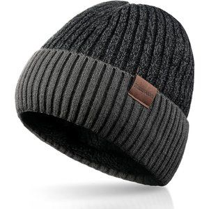 Men Women Double Layer Toque Warm Soft Skull Cap Birthday Ski Cold Weather Cap